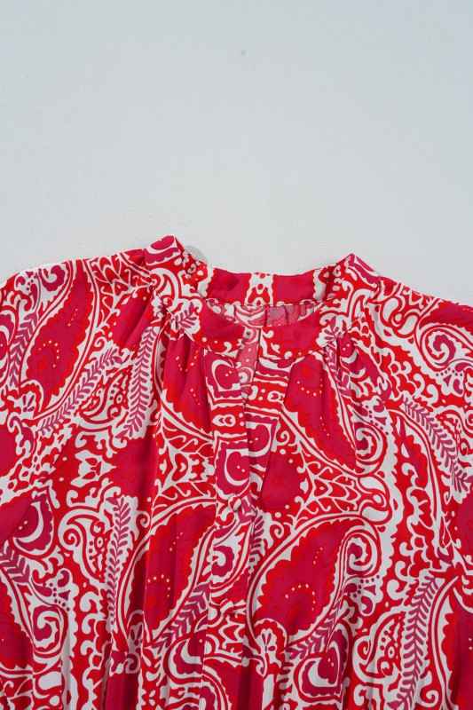 Paisley Side Slit Puff Sleeve Maxi Dress 5cb5e076-1774-4553-88a6-ea56d26caaf1