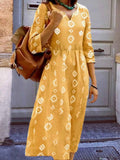 Notched 3/4 Sleeve Midi Dress Gold 5cb6c911-83eb-4f23-bc46-5607cbdb5744-Max-Origin