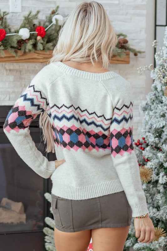 Aria Stripe Geometric Up Sweater 5cbda90c-9ba9-47e8-ae7d-fc753679fae1