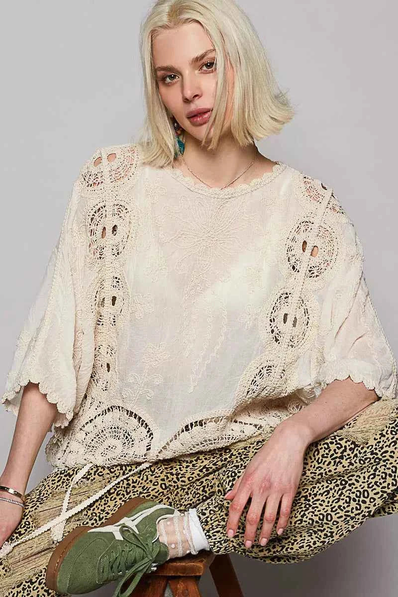 POL Round Neck Crochet Top with Floral Embroidery Detail 5cc78d94-9bbd-4b3d-aa76-52e6147519c9-Max-Origin