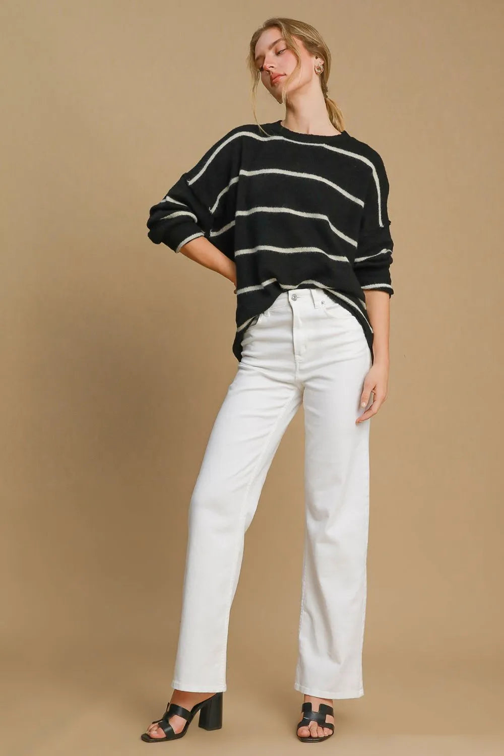 Umgee Wool Blend Striped Round Neck Sweater 5cd4aca2-08cb-4ca5-bf80-8ecd3599e10c-Max