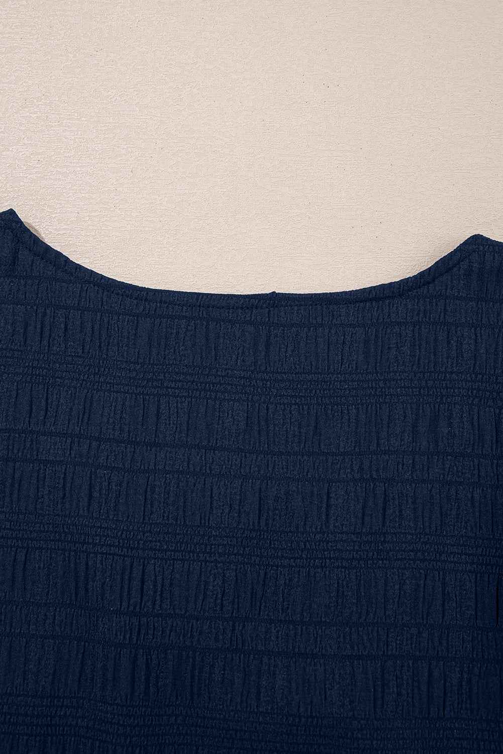 Dirty Blue Textured Ruffle Top and Shirred High Waist Shorts Set 5ce01efeb585f01e
