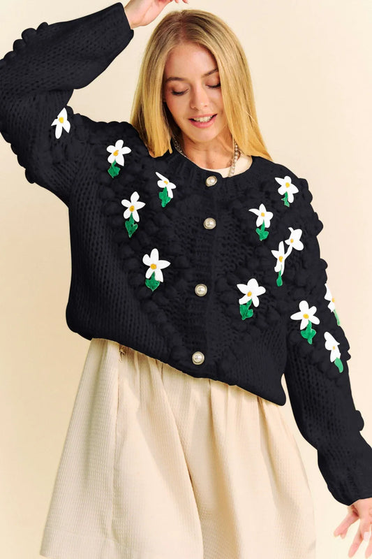 Davi & Dani Floral Pattern Button Down Cardigan 5ce45a99-5df9-4cb6-afb8-d15c8eb6b35e-Max