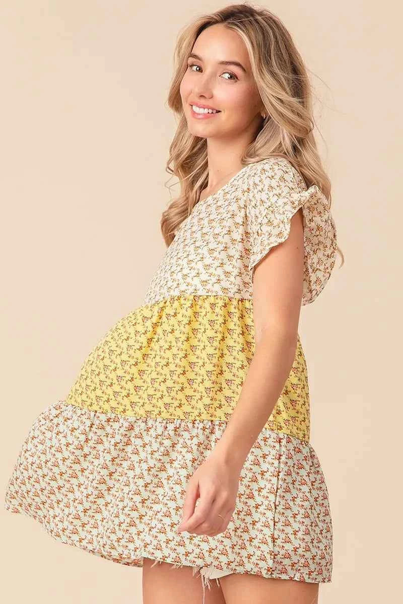 Flroal Printed Woven Color Block and Tiered Top 5ce48bd978234a6f9380552088d64dd1-Max-Origin