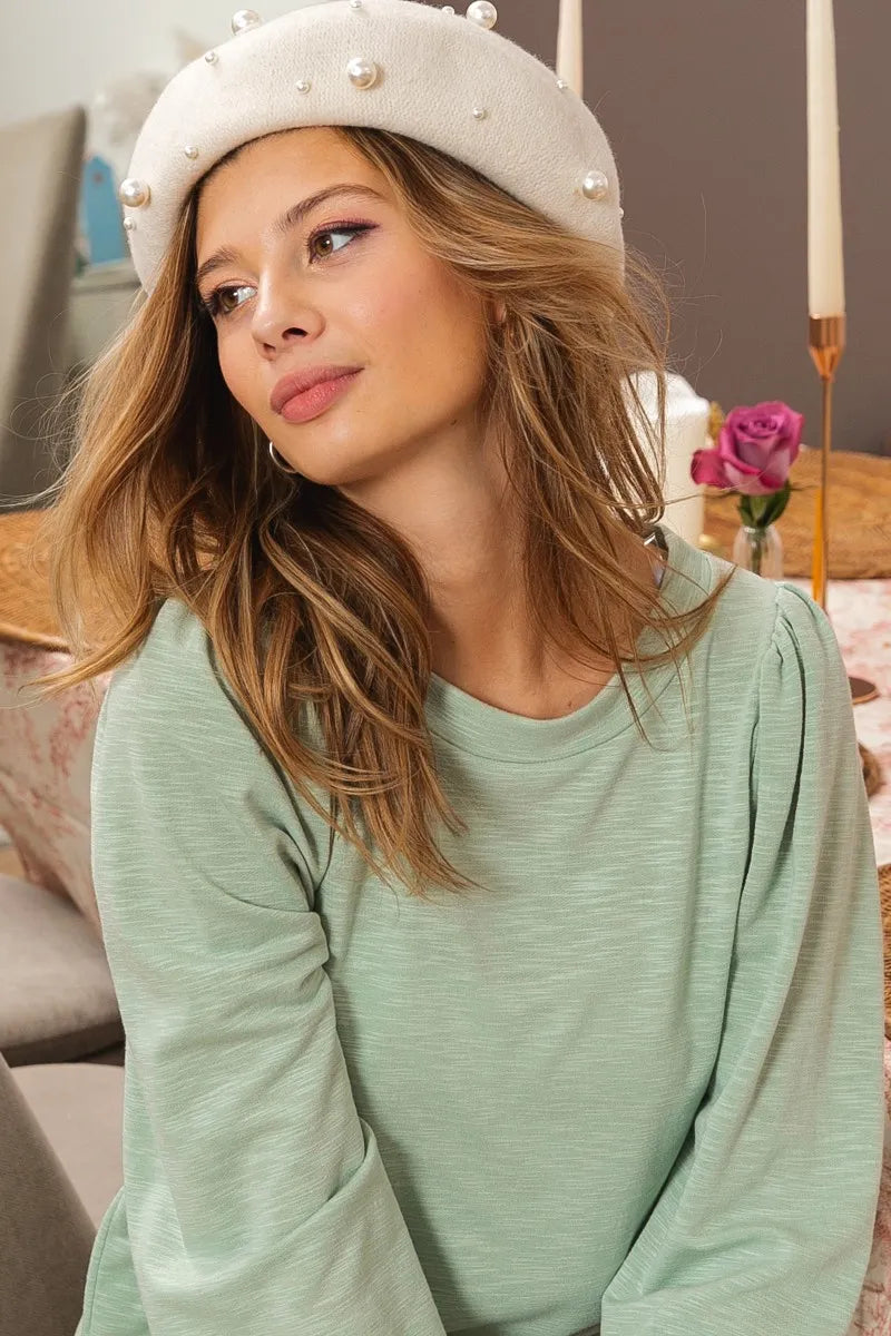 BiBi Slub Terry Puff Shoulder Sweatshirt 5cef31cd2dac411b941fb24d13917946-Max-Origin