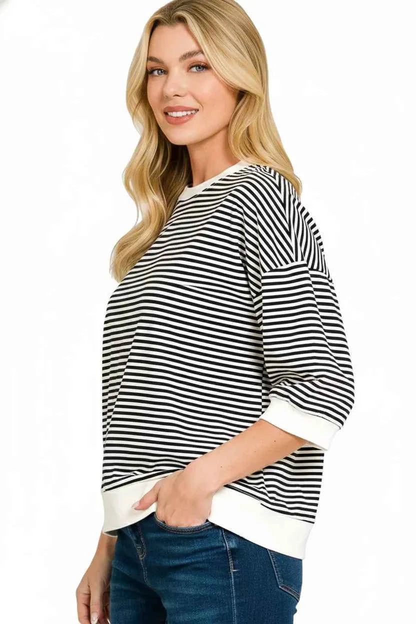 Zenana Striped Contrast Trim Banded Bottom Top 5cf20f92-6f4d-42bd-9024-b11865d584c6-Max-Origin