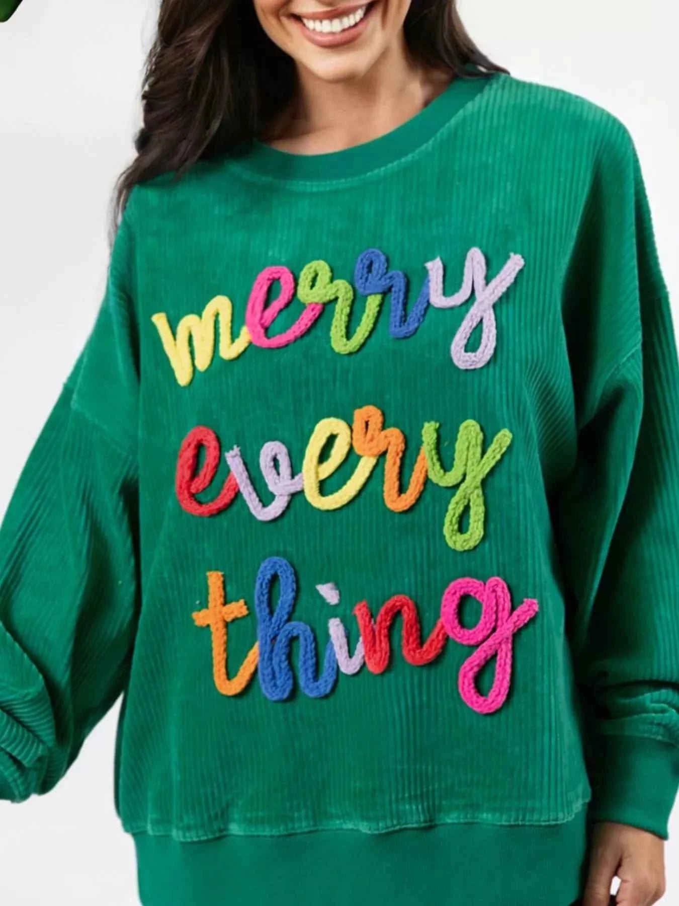 Merry Little Thing Corded Letter Graphic Ribbed Sweatshirt 5d02e2a3-2575-480e-ae52-be5af479879b-Max-Origin