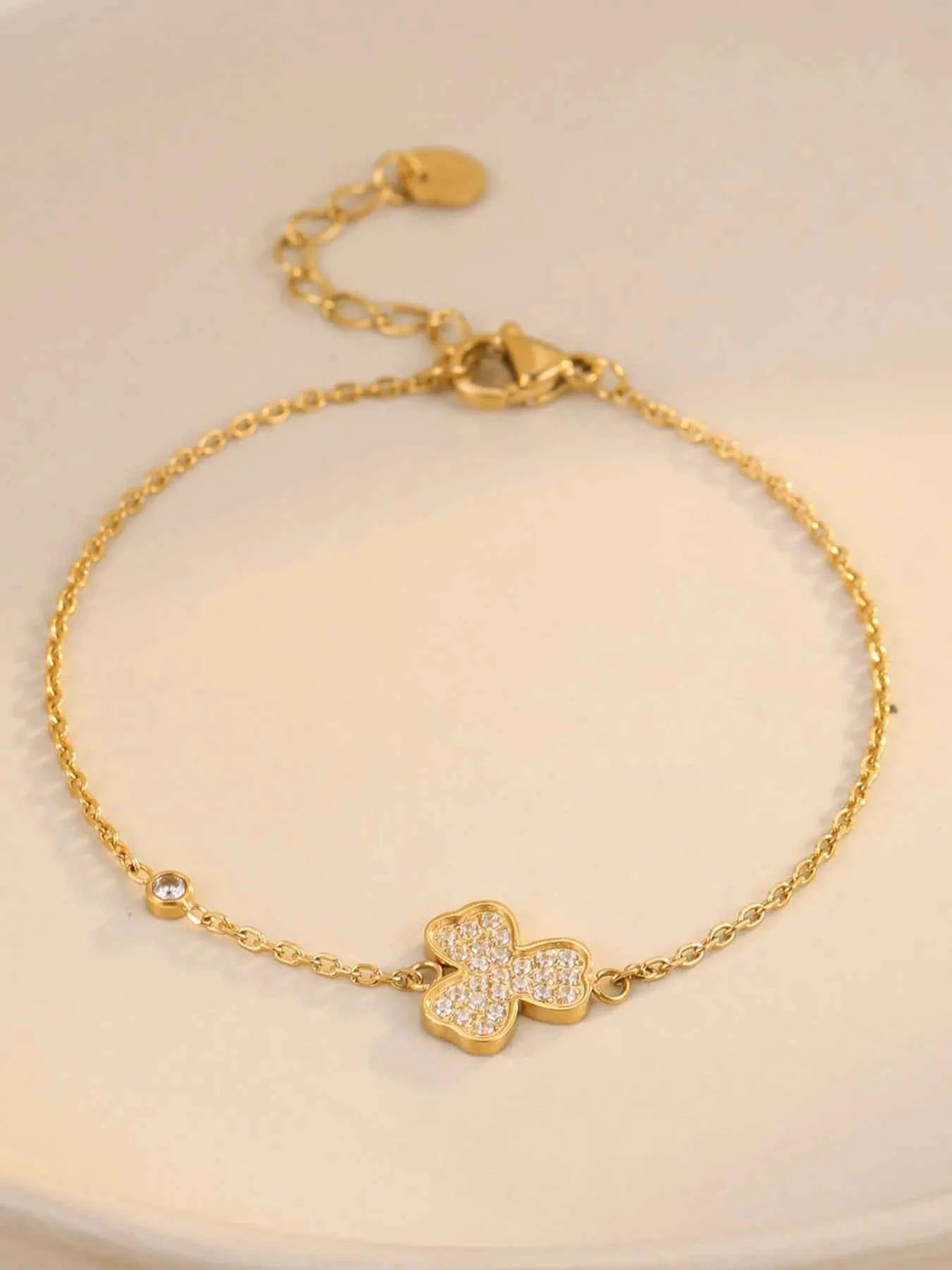 Stainless Steel Zircon Bracelet Gold One Size 5d1f1d19-5c88-4b8e-9f6b-3bed79ee71dc-Max-Origin
