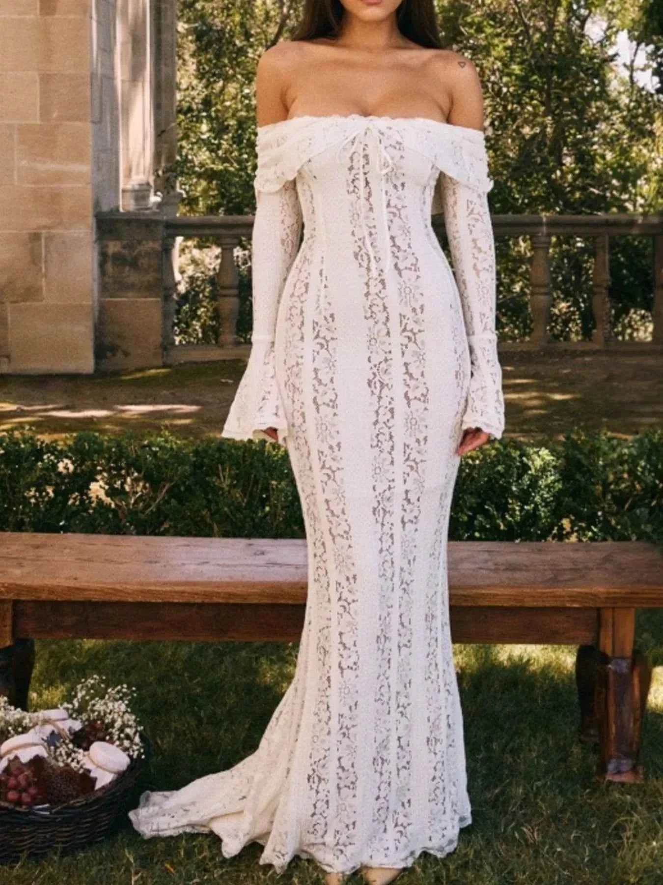 Lace Off-Shoulder Flounce Sleeve Maxi Dress 5d27dc39-e05e-4be0-a7bf-5199d6662fee-Max-Origin