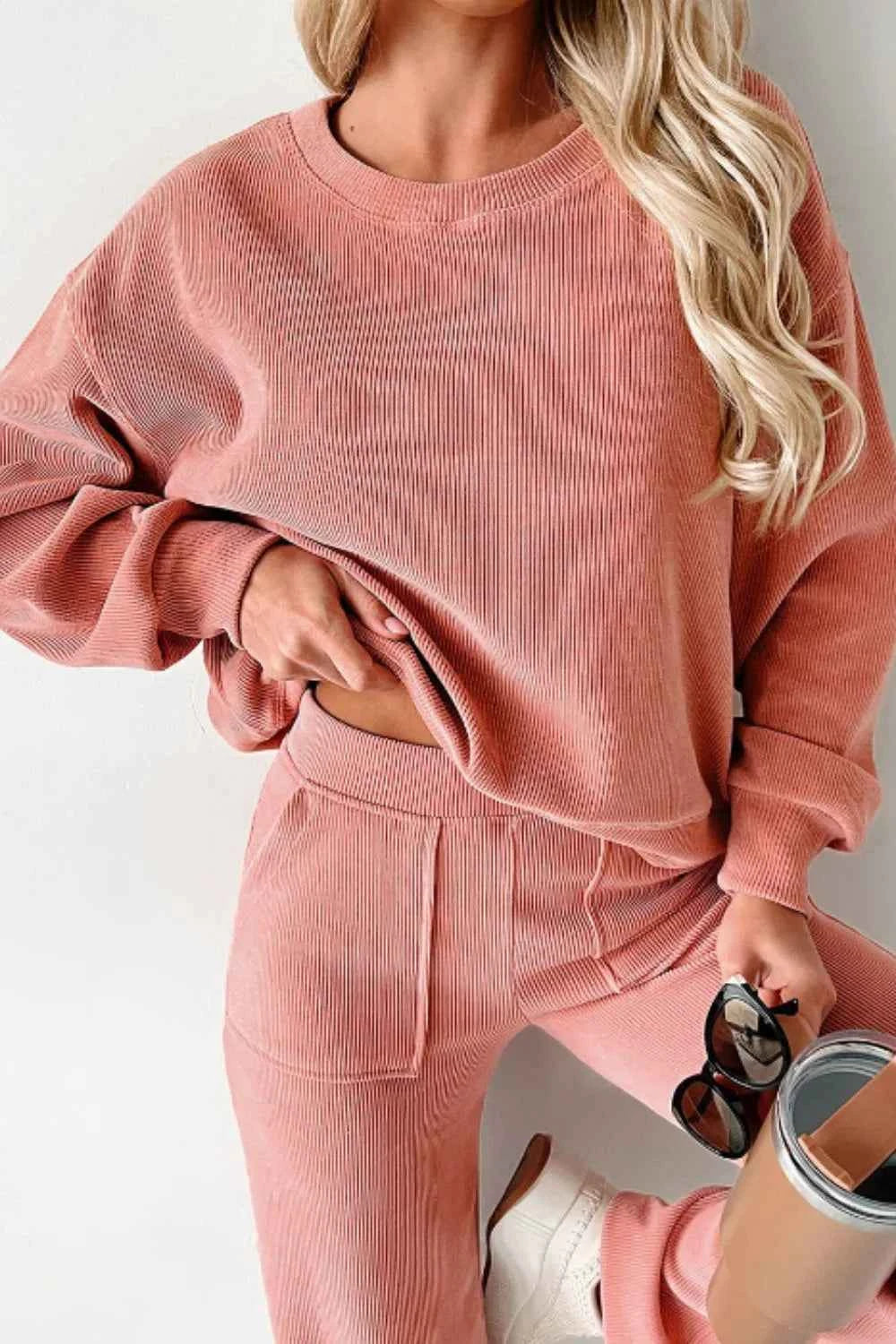 Round Neck Long Sleeve Top and Pants Set 5d3aa33a-9192-4bc5-8f57-d4fbe83882e9-Max