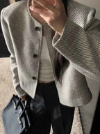 Button Up Tweed Cropped Jacket Light Gray 5d3ab83b-4b10-48ca-bb3d-9d5b6e06f80a-Max-Origin