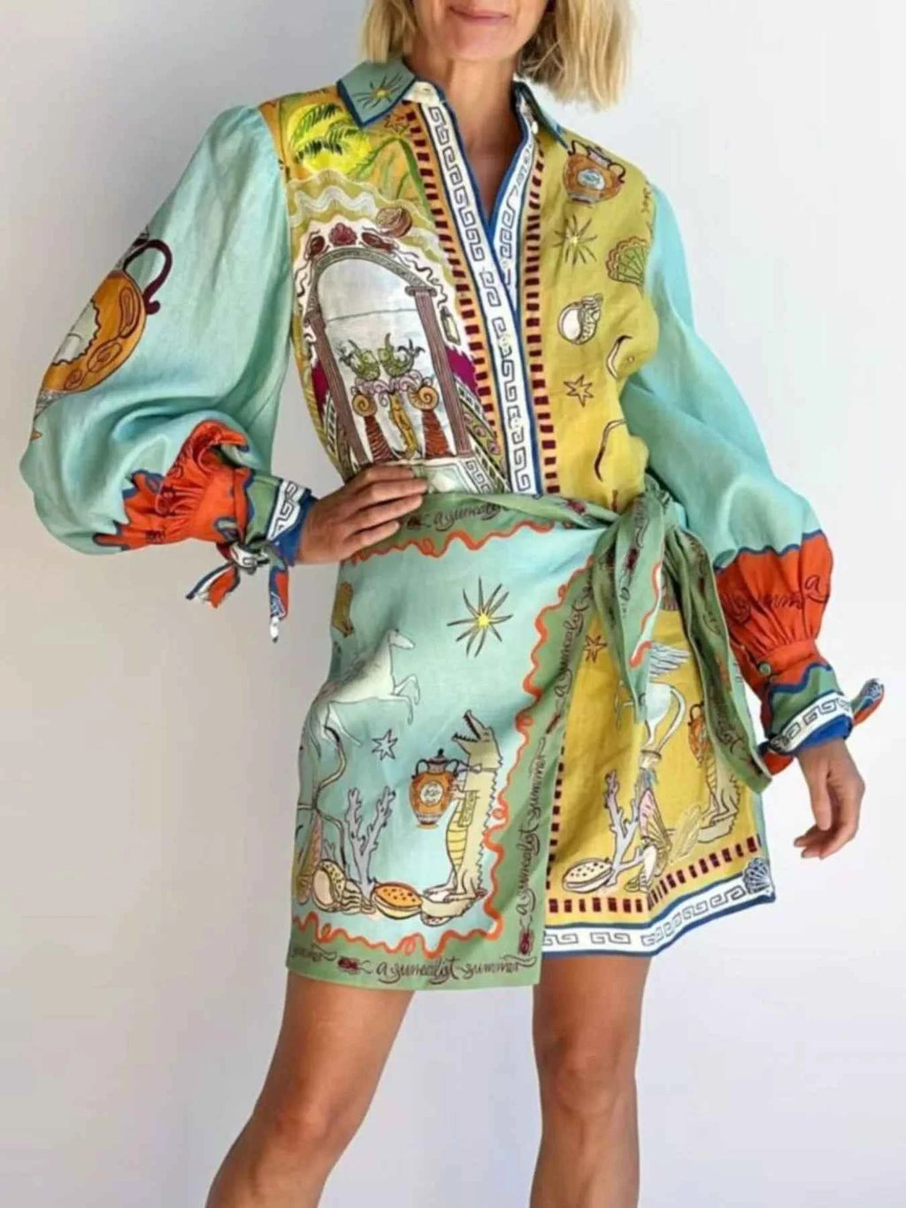 Printed Long Sleeve Shirt Dress 5d3af959-8266-46c2-975d-f000eaee9041-Max-Origin