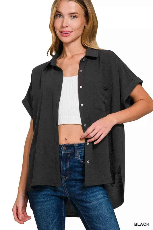 Zenana Full Size Woven Airflow Button Down Shirt Plus Size 5d4543c575dc4a02b9a95ca04c39dd36-Max-Origin