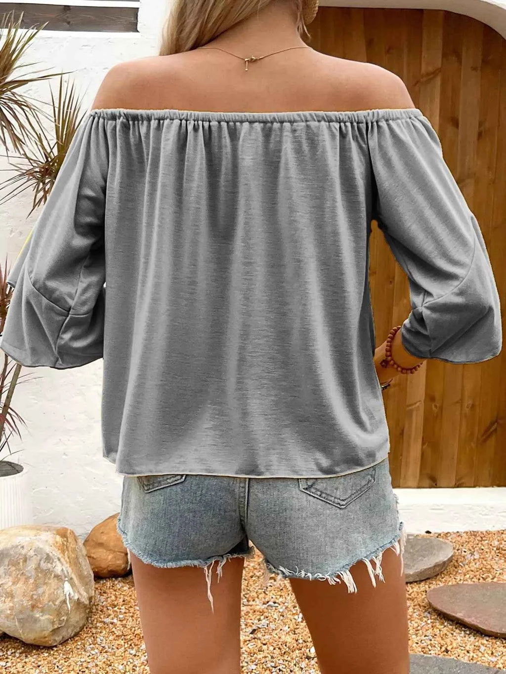 Off-Shoulder Tie-Front T-Shirt 5d4703f6940c4427a864f56aebf4acbd-Max-Origin