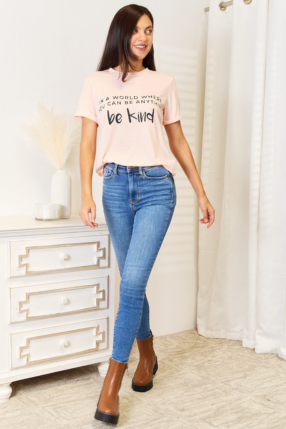 Simply Love Slogan Graphic Cuffed T-Shirt 5d647b5d840f4b7793005aafce3b6d70-Max