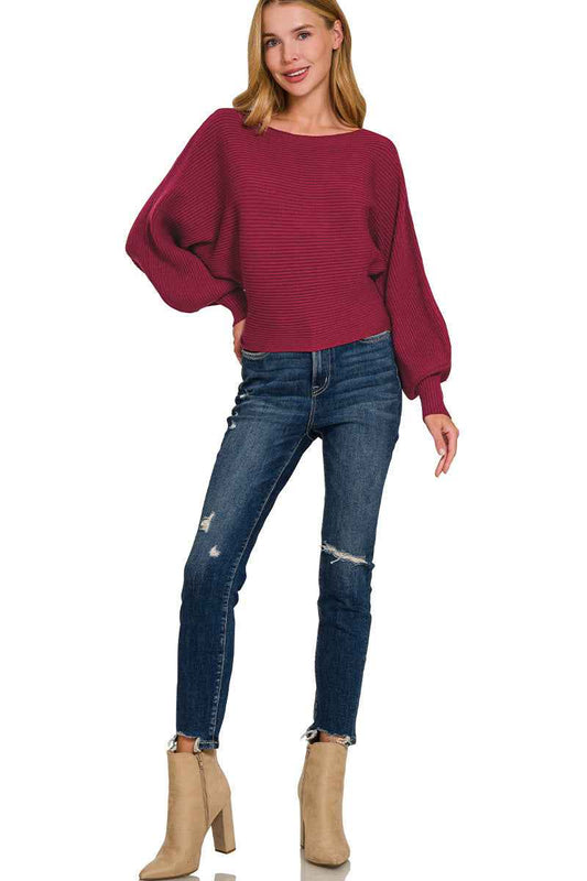 Boat Neck Balloon Sleeve Sweater 5d656301-d629-4a1c-803a-00320aa9fe0e-Max