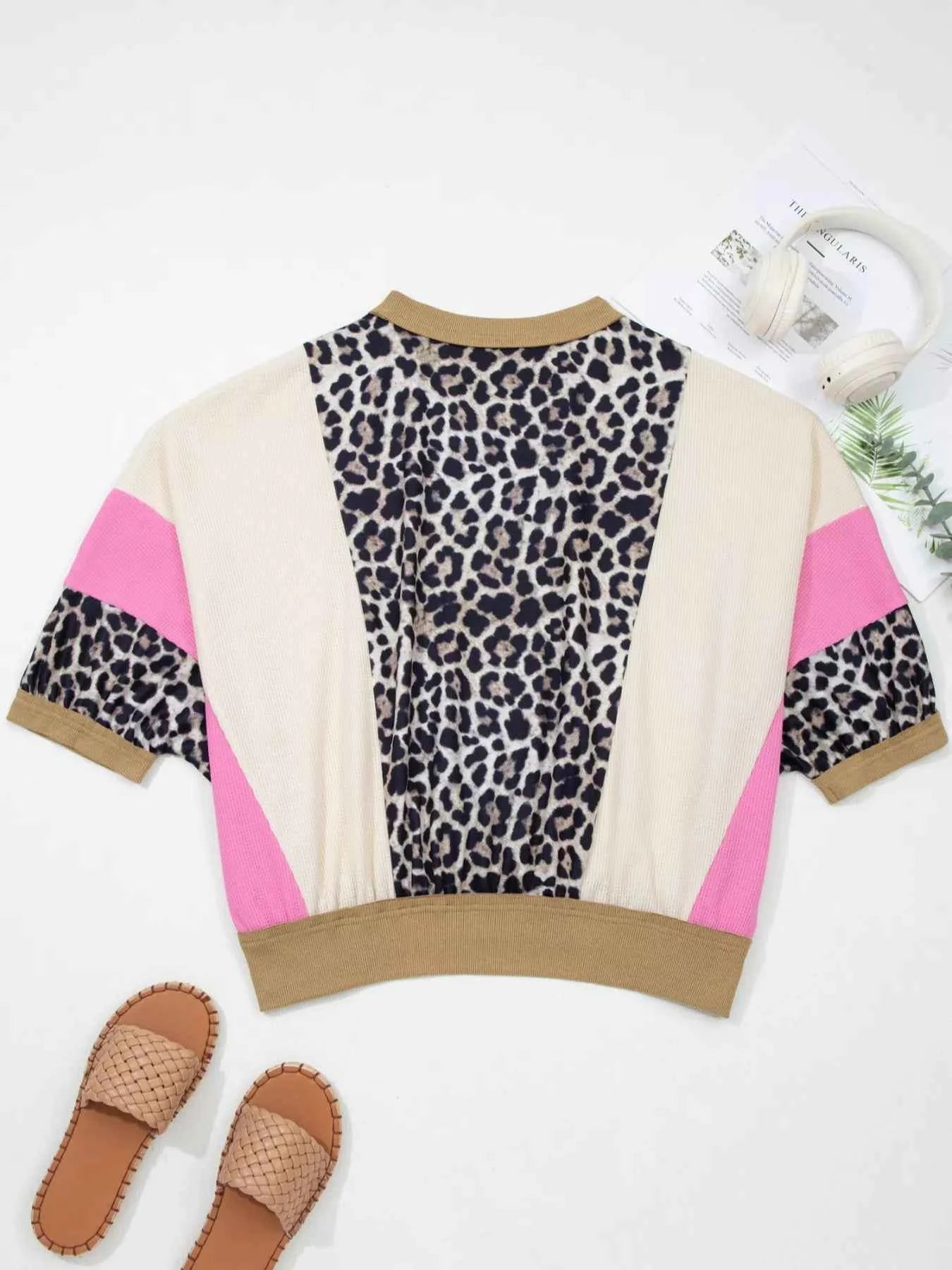 Leopard Print Color Block Round Neck Top 5d6a8938-3267-4bc4-a79e-8597cb01f63a-Max-Origin