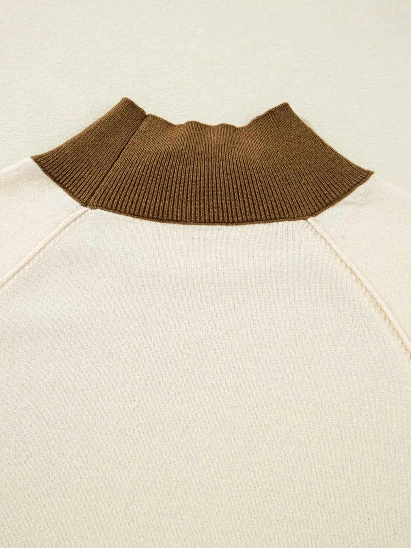 Color Block Mock Neck Long Sleeve Sweater 5d7d5e7374894ae4868dd3b30f5c3289-Max-Origin