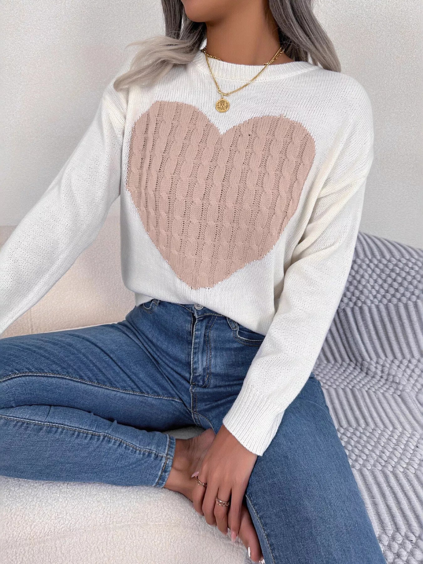 Cable Knit Heart Round Neck Sweater 5d90eb37fc3649ad8f443fc27acb6df9-Max-Origin