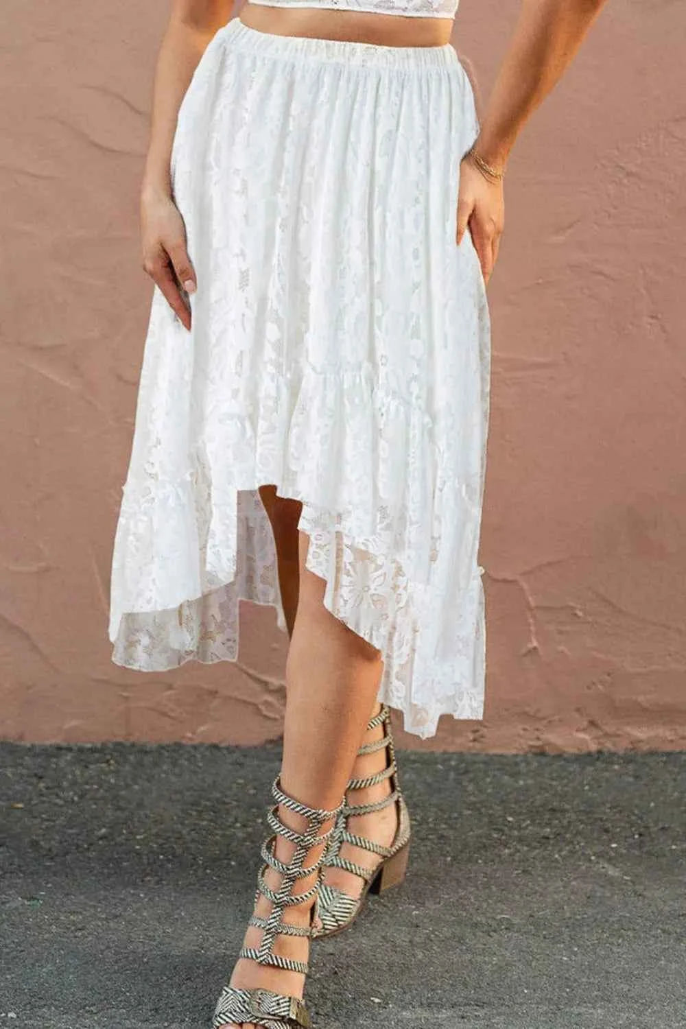 Lace High-Low Skirt White 5d9381d4-3601-418c-8dec-bf287844ab69-Max