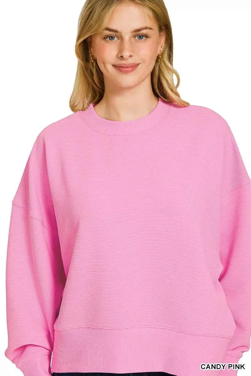 Zenana Ribbed Round Neck Pullover and Shorts Set 5d938232ebf34c8092e8927f34566d37-Max-Origin