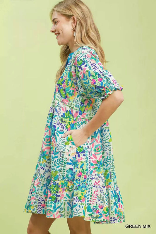 Mix Botanical Print Puff Sleeve Tiered Dress 5da22cd5-8154-4074-8b39-758b7be3eb87-Max-Origin
