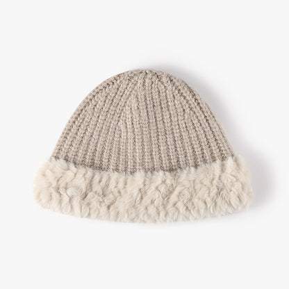 Fuzzy Hem Knit Hat