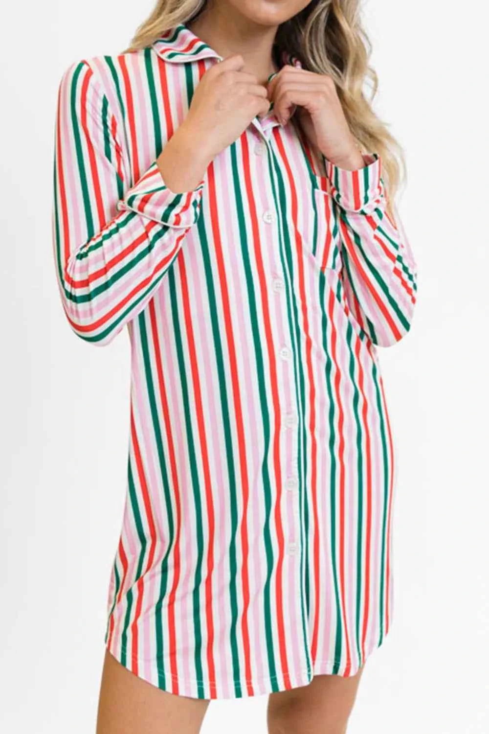 Striped Button Front Long Sleeve Shirt Dress 5dbd4167-224e-42b4-a4d0-c1a7338109e4-Max-Origin