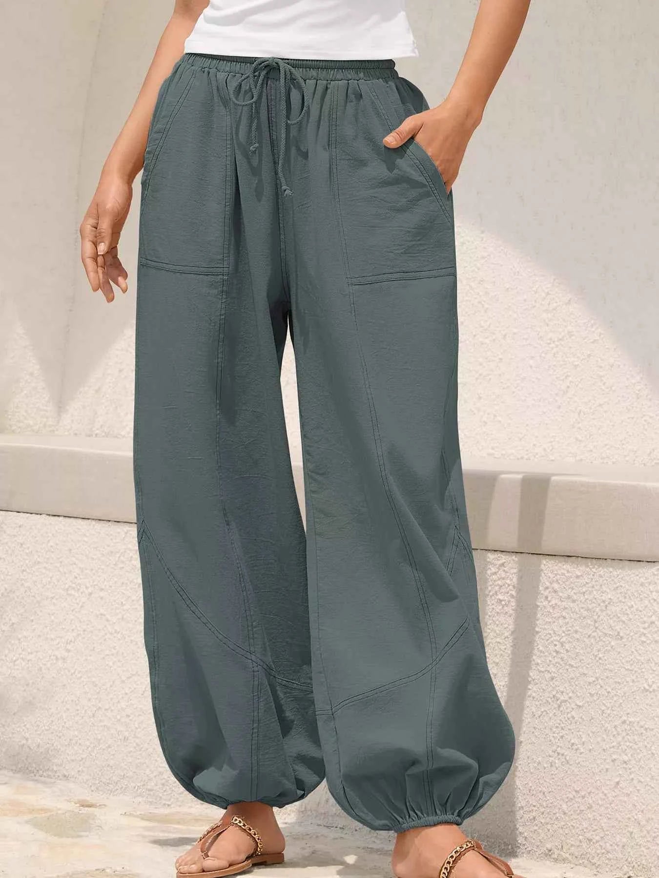 Wide Leg Drawstring Pants Grey 5dd0341fdea54779887b98dee4825926-Max-Origin