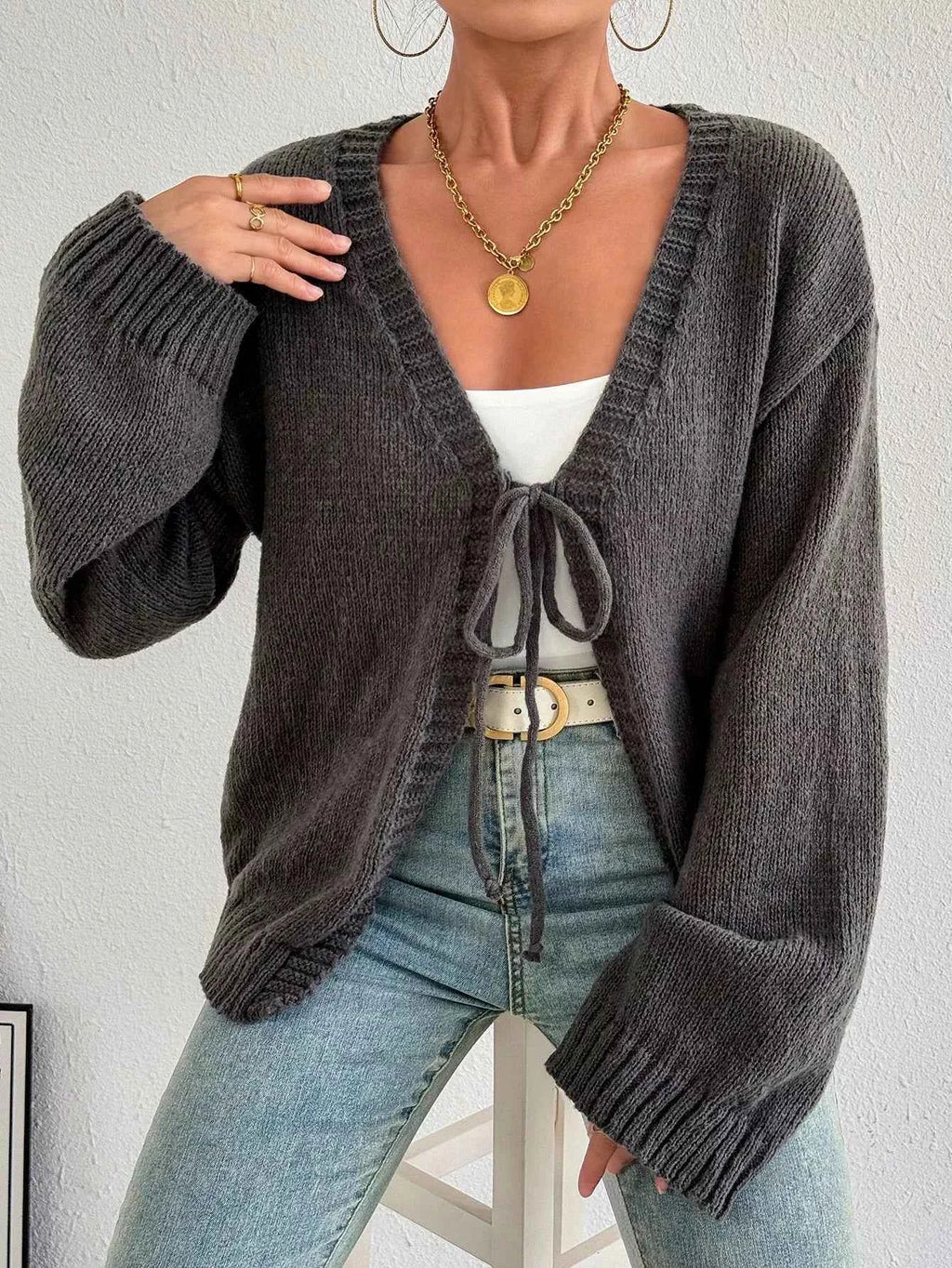 Tie-Front Dropped Shoulder Cardigan 5de84931-234f-447f-9058-0589144b04be-Max-Origin