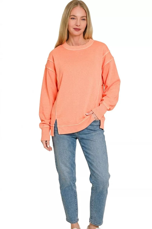 Pigment Dye Exposed-seam Fleece Sweatshirt 5de93d1c-1106-4c4a-899e-02488116bd68-Max-Origin