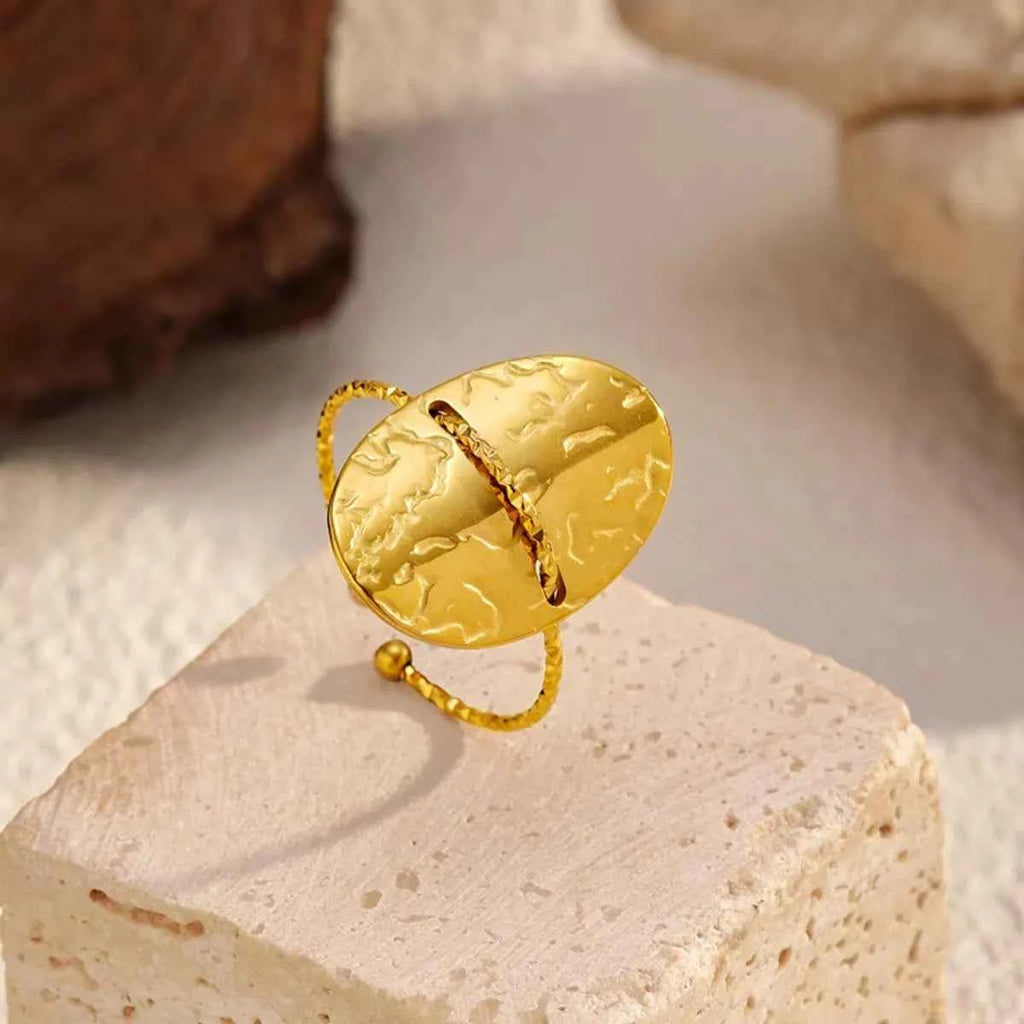 Hammered Disc Open Ring Gold One Size 5df8ba85-63c3-481b-9d36-c983ca476e66-Max-Origin