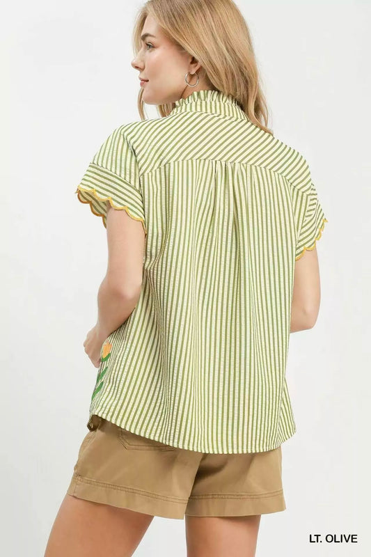 Embroidered Stripe Button Front Top 5dfb489a-b318-4c95-9292-36982dc344ca-Max-Origin