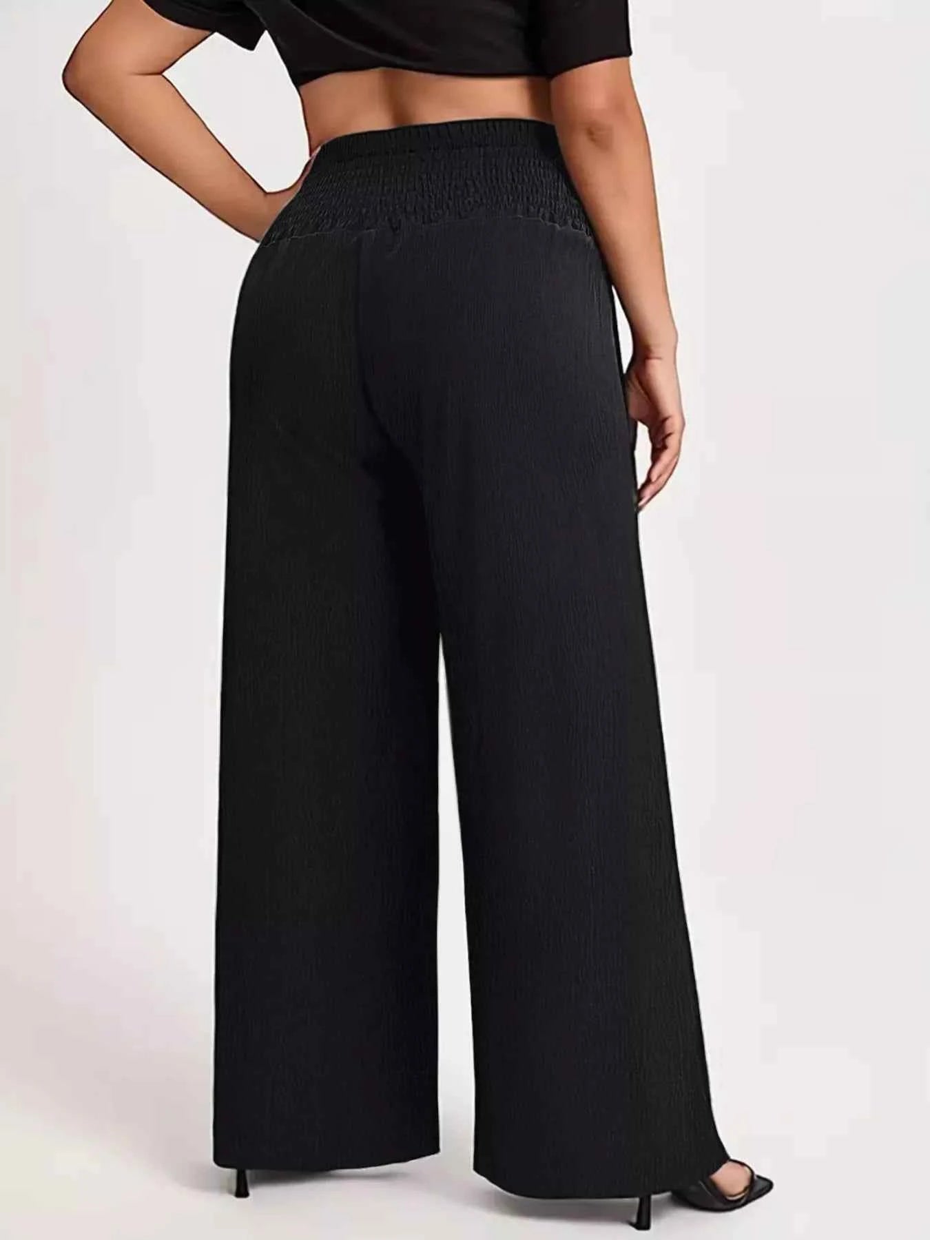 Plus Size High Waist Wide Leg Smocked Waist Pants 5dfc5367-3823-4185-b8a0-942711dc13cf-Max-Origin