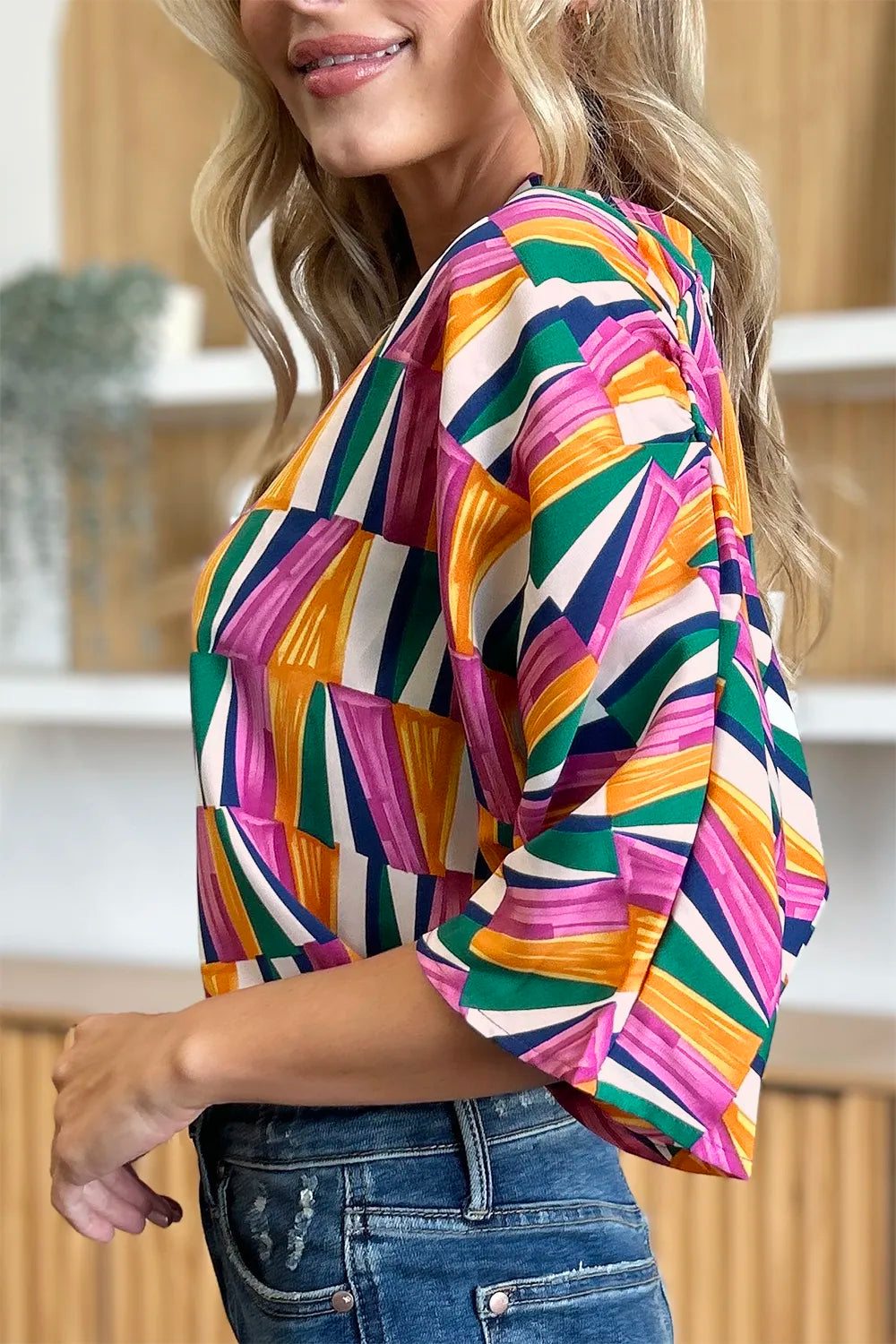 Double Take Full Size Geometric Notched Dolman Sleeve Top 5e030935-98a8-48b6-bda0-45c1fe241b4b-Max