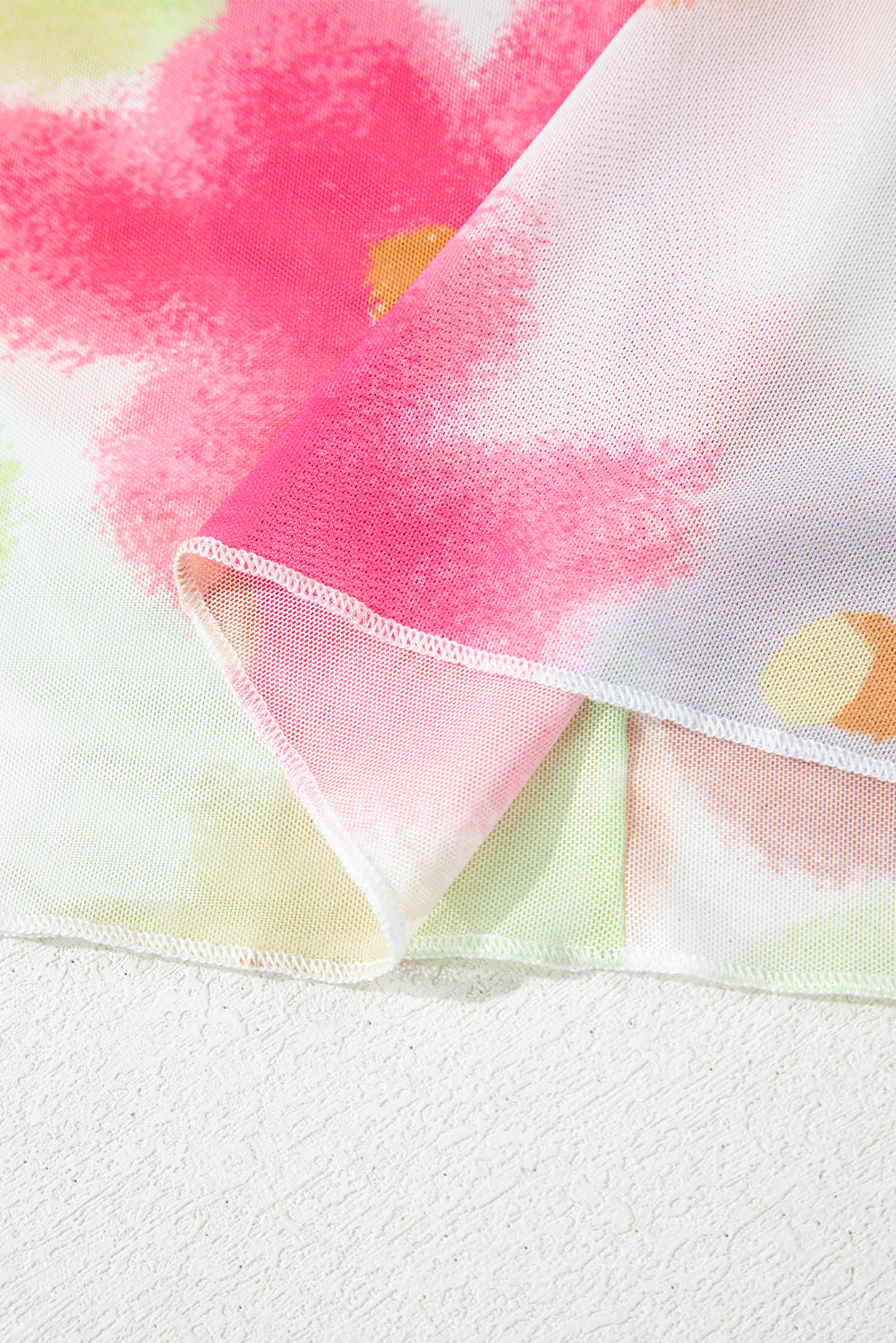 Multicolour Floral Lettuce Trim Cropped Mesh Top 5e0fee423694c724