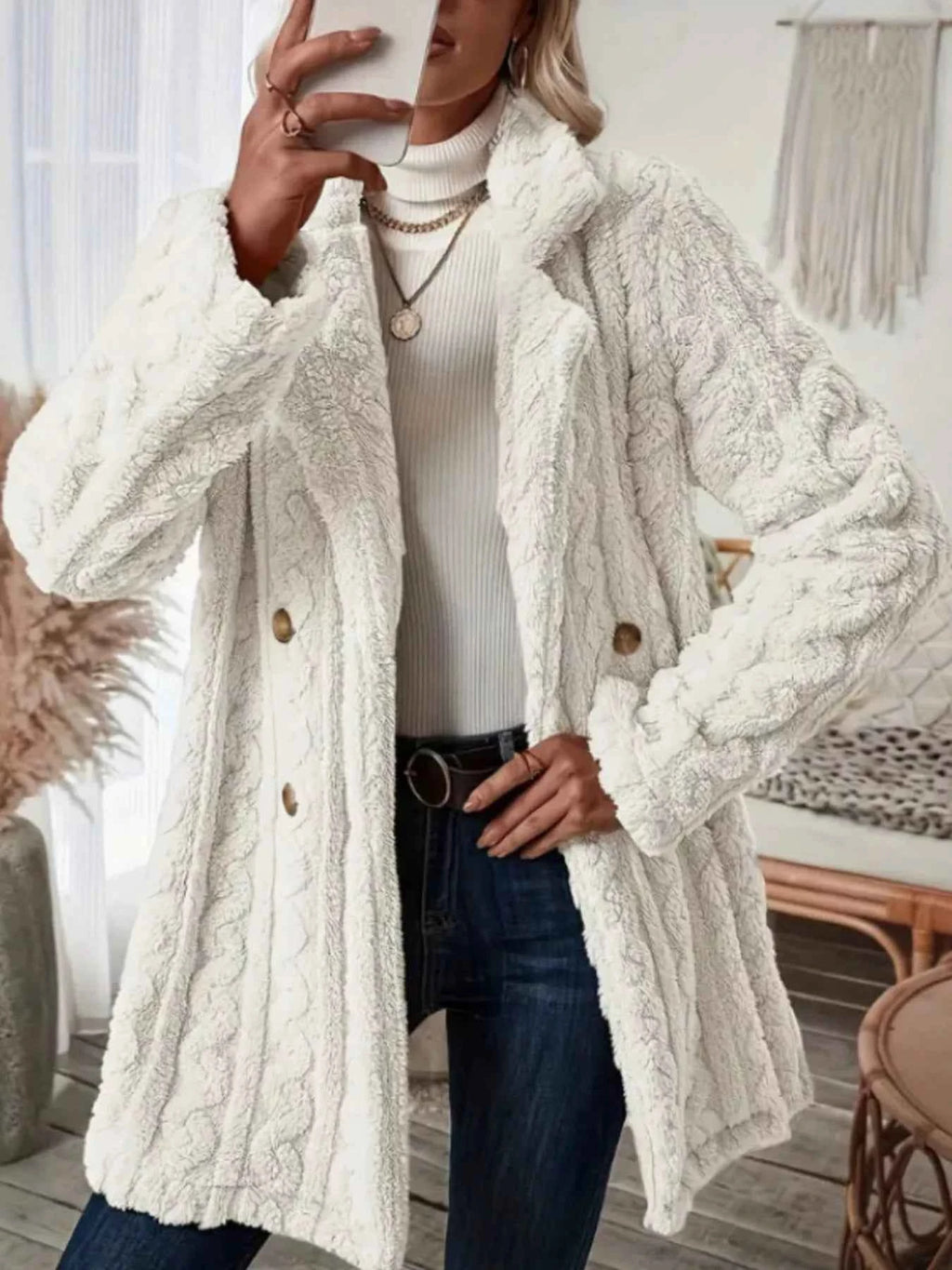 Cozy Faux Shearling Double-Breasted Outerwear 5e127c7c344946729ae1d2cc98400400-Max-Origin
