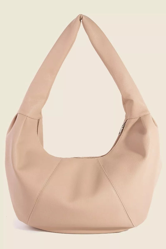 Fame Panel Stitch Crescent Leather Shoulder Bag KA One Size 5e169ac7888f491385cbdb1ee2db7748-Max-Origin