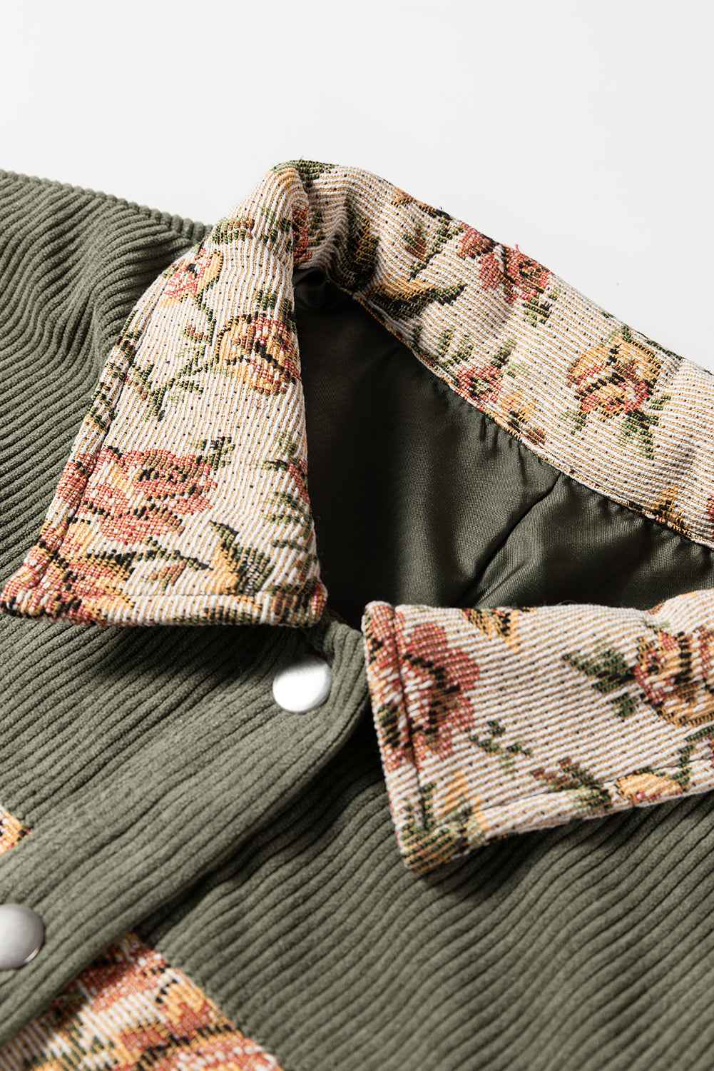 Medium Grey Ribbed Retro Floral Patchwork Jacket 5e17c55282ef7813