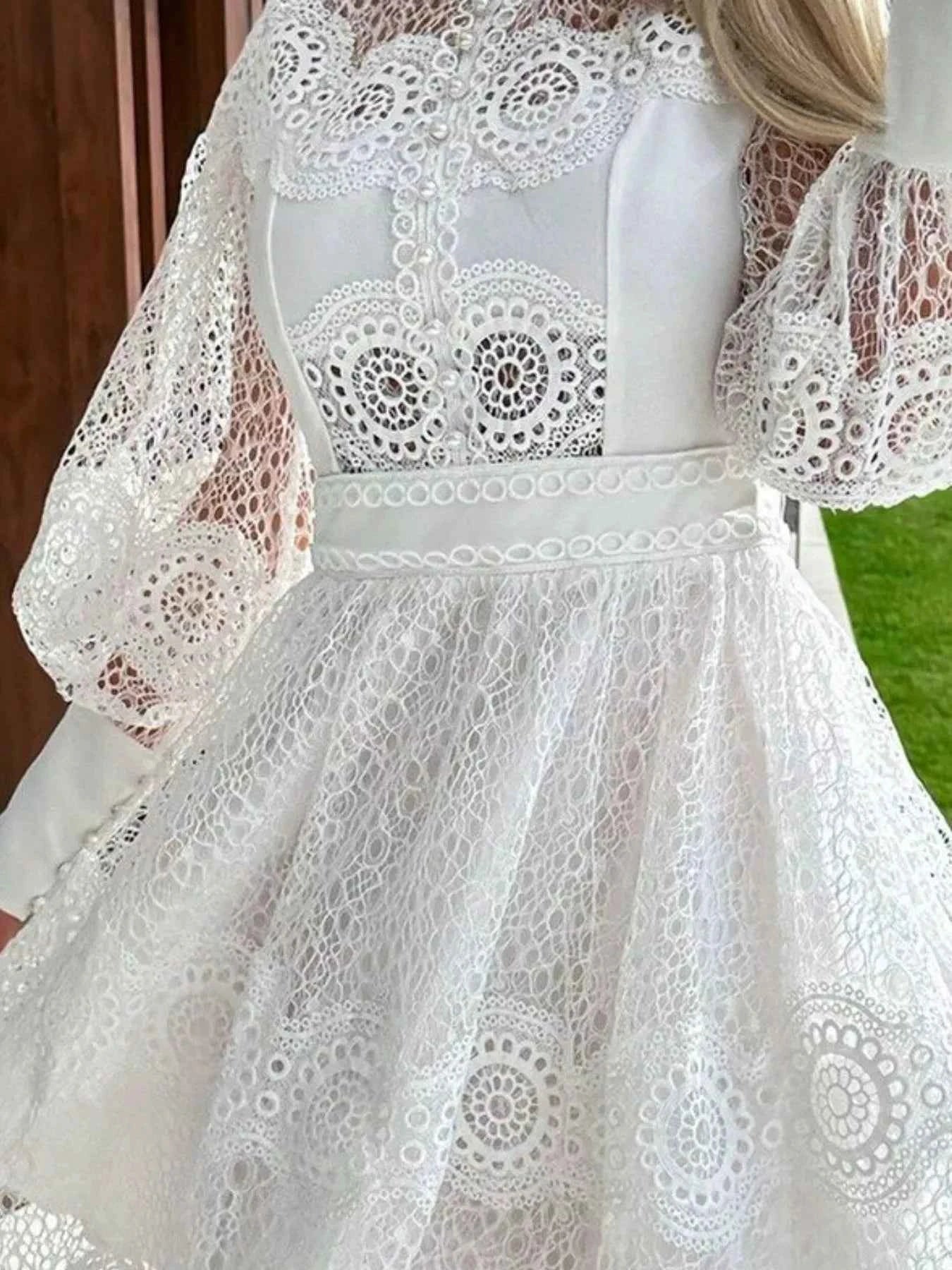 Lace Lantern Sleeve Mini Dress 5e1dfaa4-95a6-49a3-9f51-a98e1cafbd86-Max-Origin