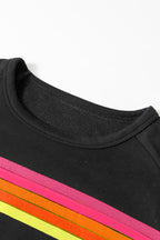 Bonbon Colorful Striped Long Sleeve Pullover and Shorts Set 5e2a6f447c7eae84