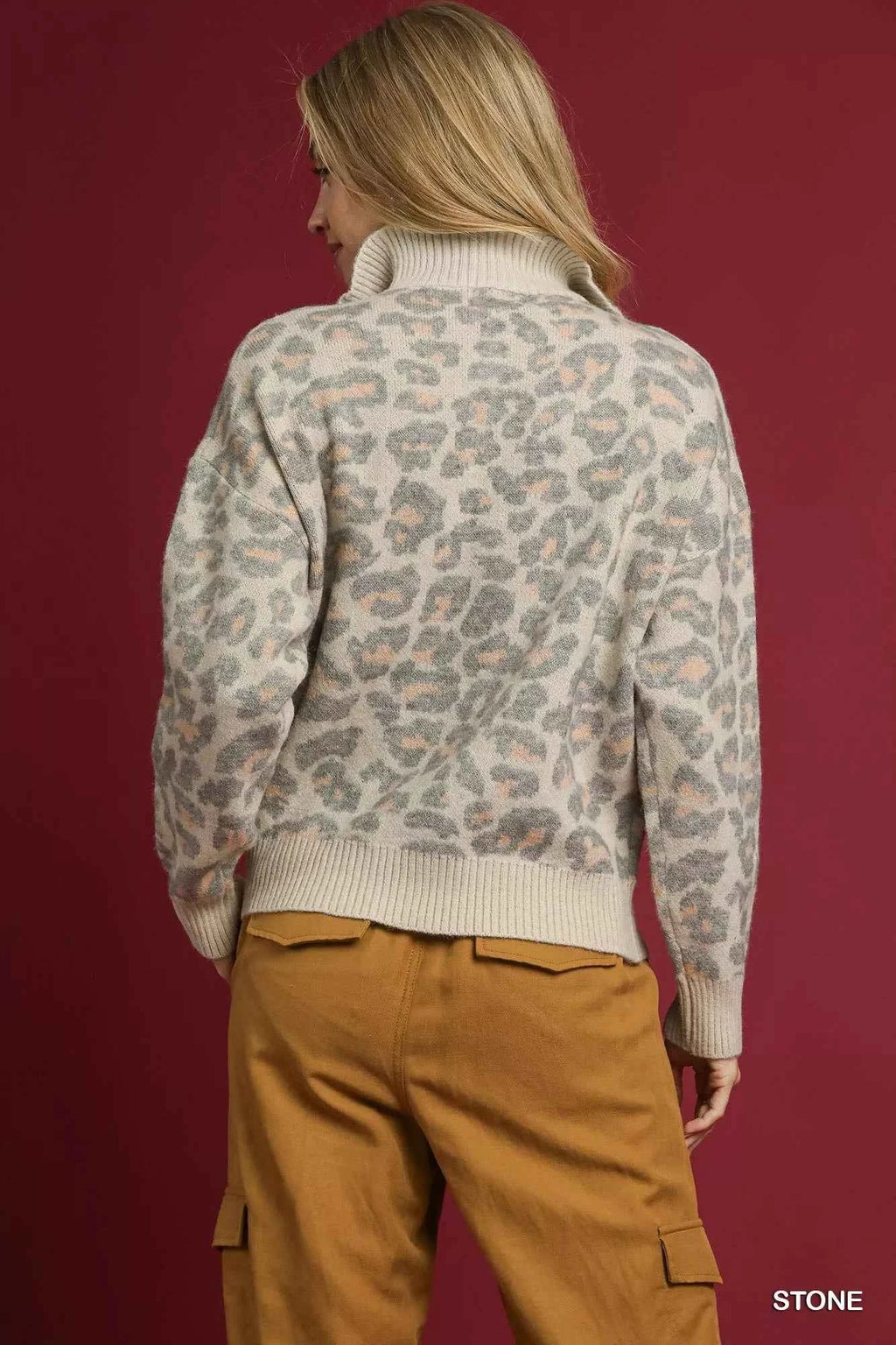 Umgee Leopard Print Quarter-Zip Knit Sweater 5e39f17a-c5b8-44cc-a527-e0f1c6b449f5-Max-Origin
