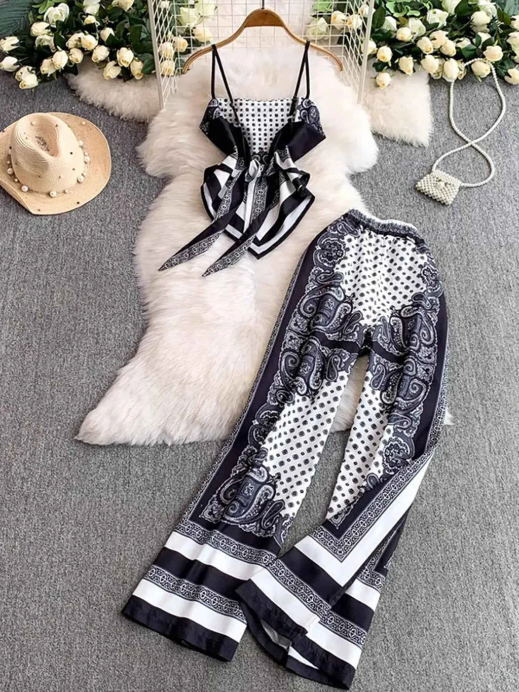 Tie Back Printed Cami and Pants Set 5e41d2298177480cbb10942a953178f6-Max-Origin