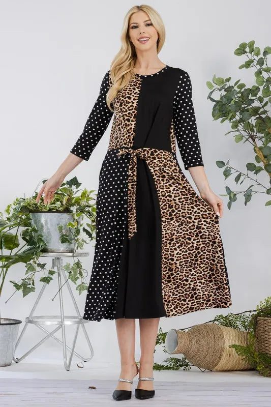 Celeste Full Size Multi Pattern Front Tie Midi Dress Plus Size 5e4590e1-6095-48a2-a3b1-5439eefb470b-Max