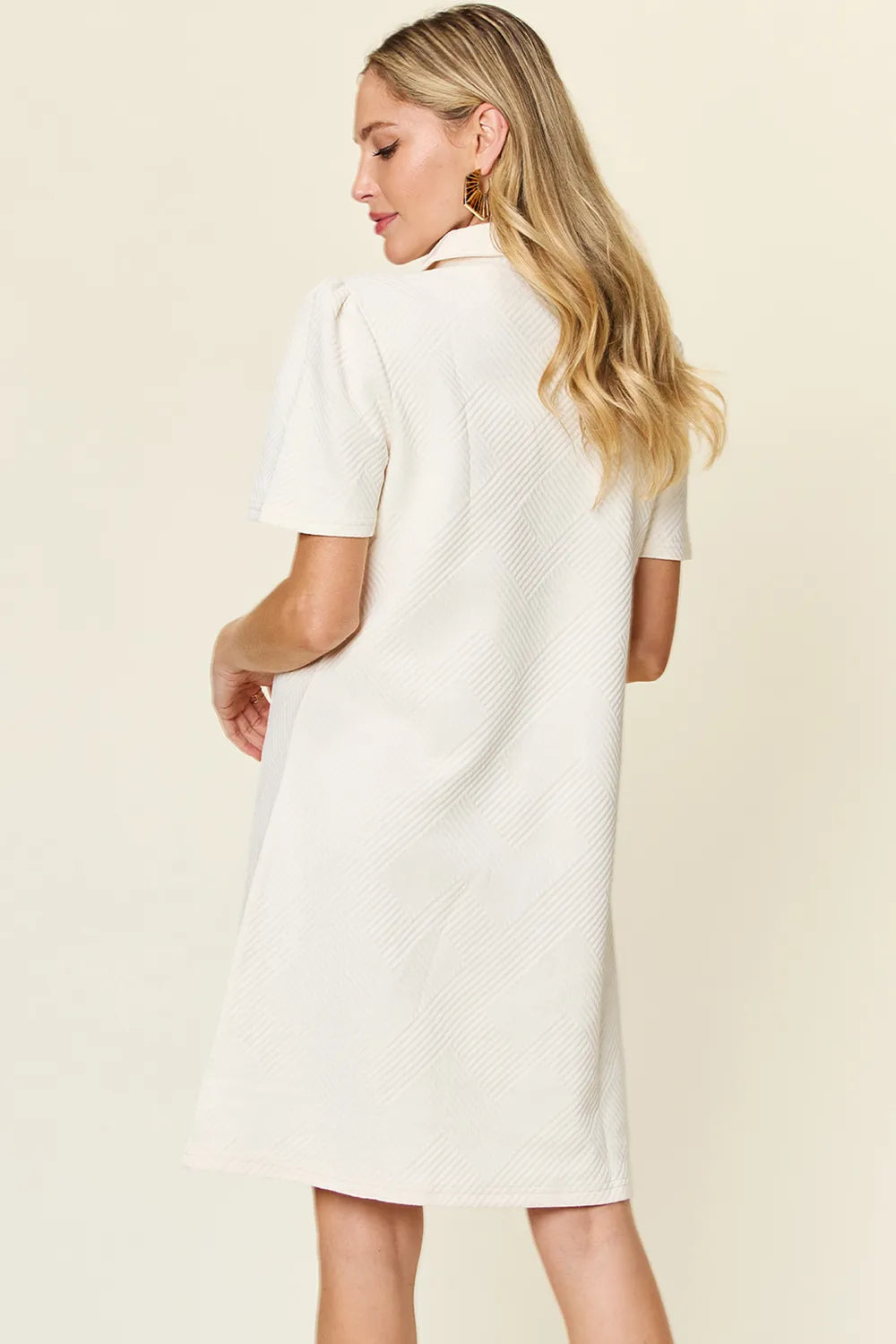 Double Take Full Size Texture Collared Neck Short Sleeve Dress 5e4792ef-21d1-4259-a226-a0bf974d23cb-Max
