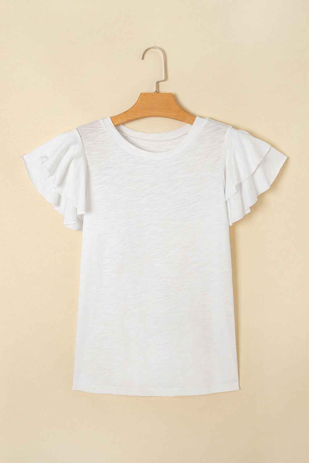 Dark Grey Ruffle Sleeve Plain Blouse 5e486de18a0aed03