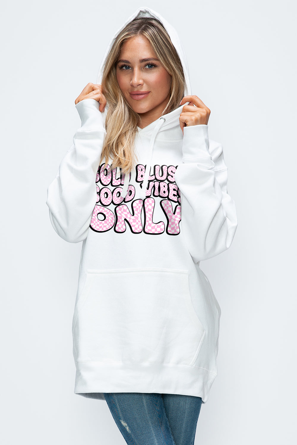 Simply Love Full Size Letter Graphic Long Sleeve Drawstring Hoodie