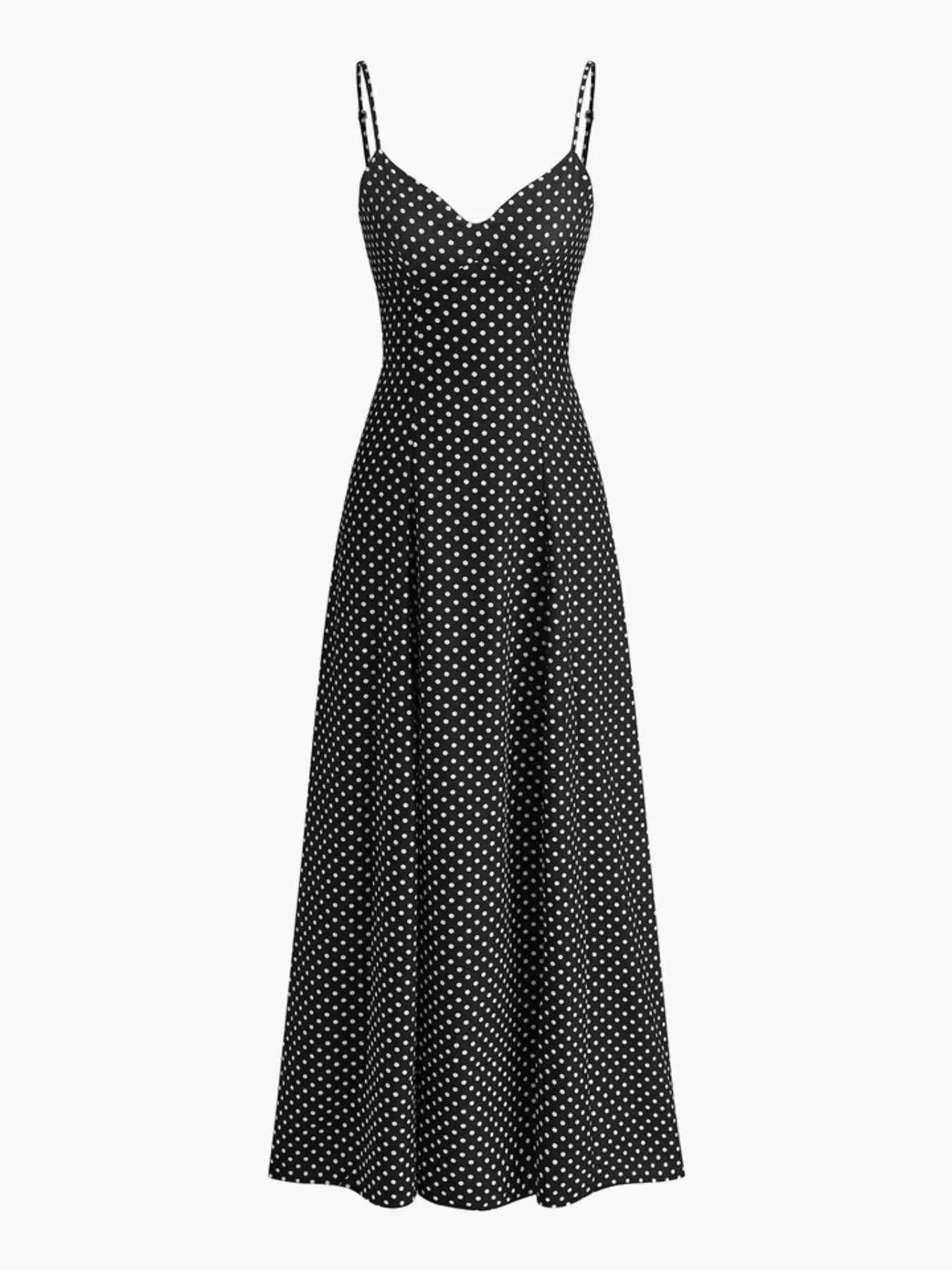 Smocked Polka Dot Cami Dress Black 5e61dc488ee845b6850b46ea0ef42589-Max-Origin