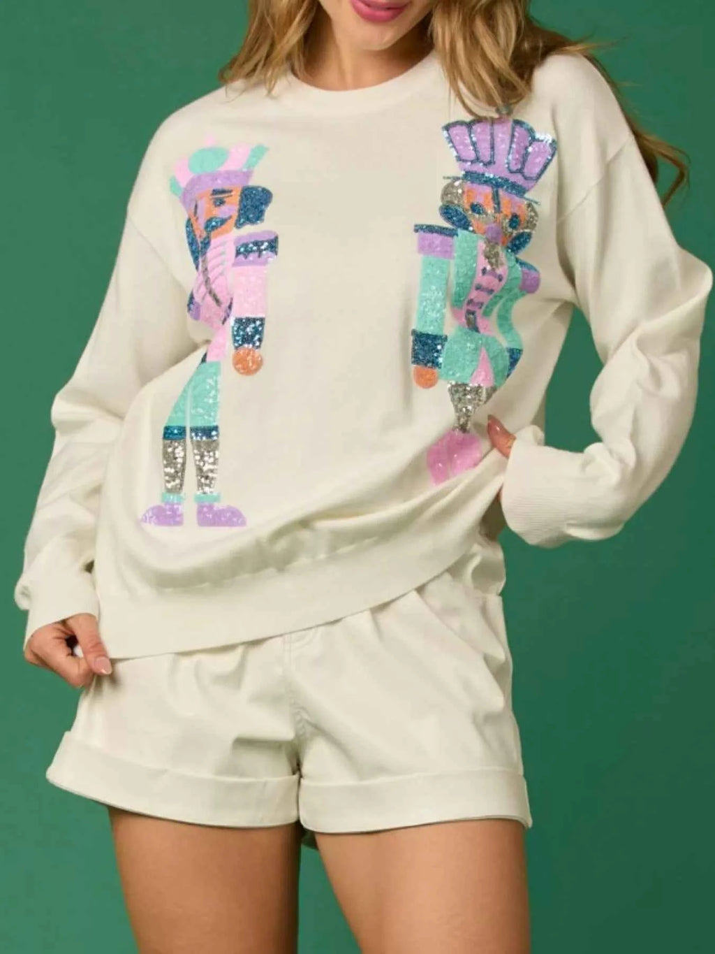 Sequined Nutcracker Long Sleeve Sweatshirt 5e666e1f-004a-49b4-8e0c-bb52509f95ed-Max-Origin