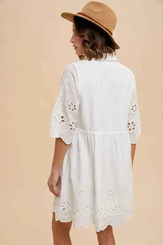 Embroidered Scallop Edge Detail Mini Shirt Dress 5e6d3d16762f4e20a71a46a8c0150c93-Max-Origin